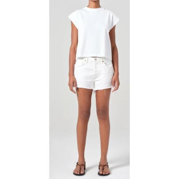 NWT AGOLDE White Parker Vintage Cut Off Short Button Fly Size 31 - Picture 8 of 8